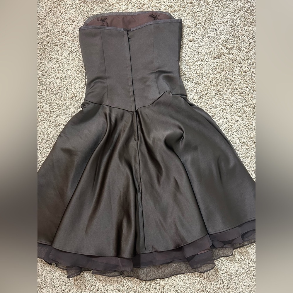VTG Mori Lee by Madeline Gardner Sz 6 Chocolate Brown Strapless Event Dress - Picture 4 of 11
